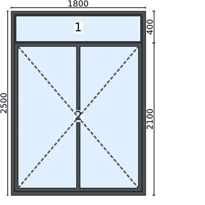 Openslaande aluminium deuren met vast bovenlicht